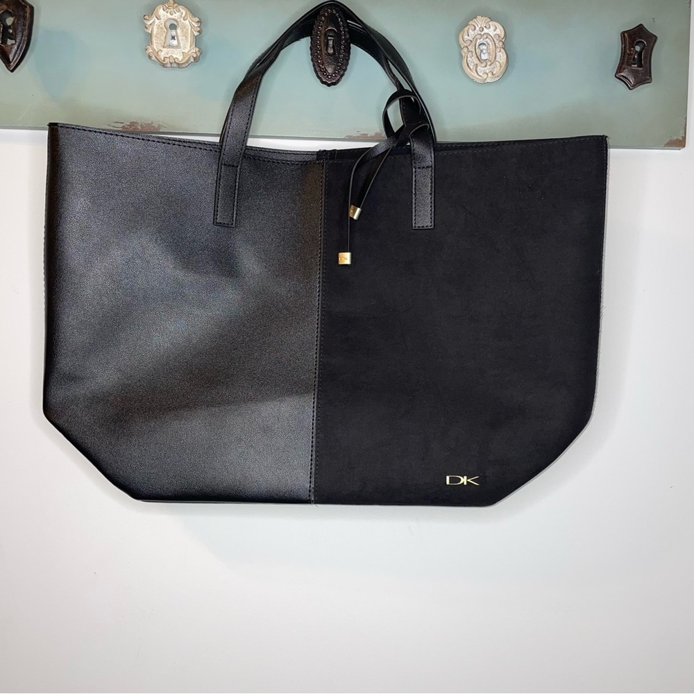 Donna Karan Leather/Suede Black Tote Bag